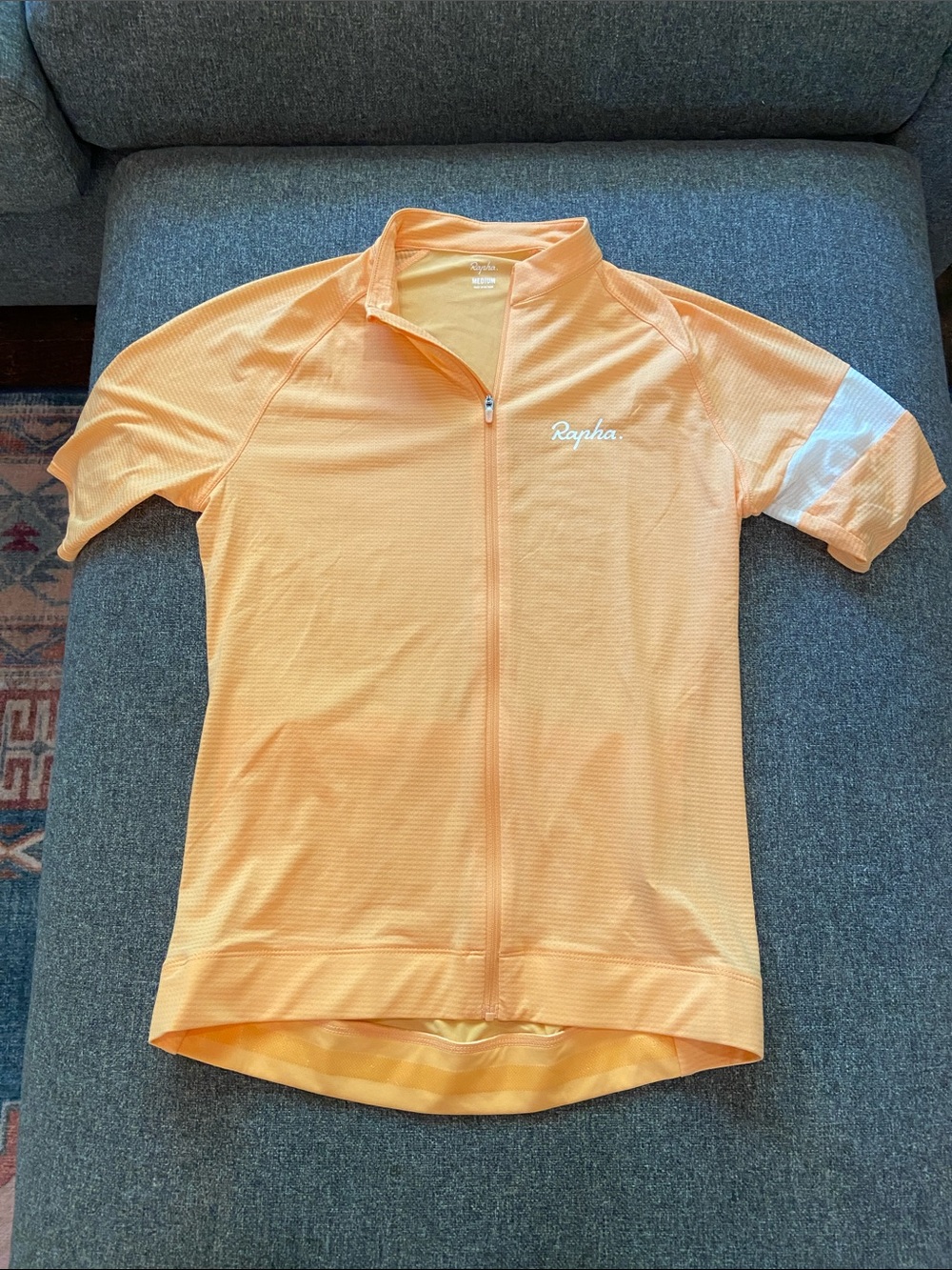 Rapha Peach-Orange Short Sleeve Cycling Jersey with White Accent Women’s size M
